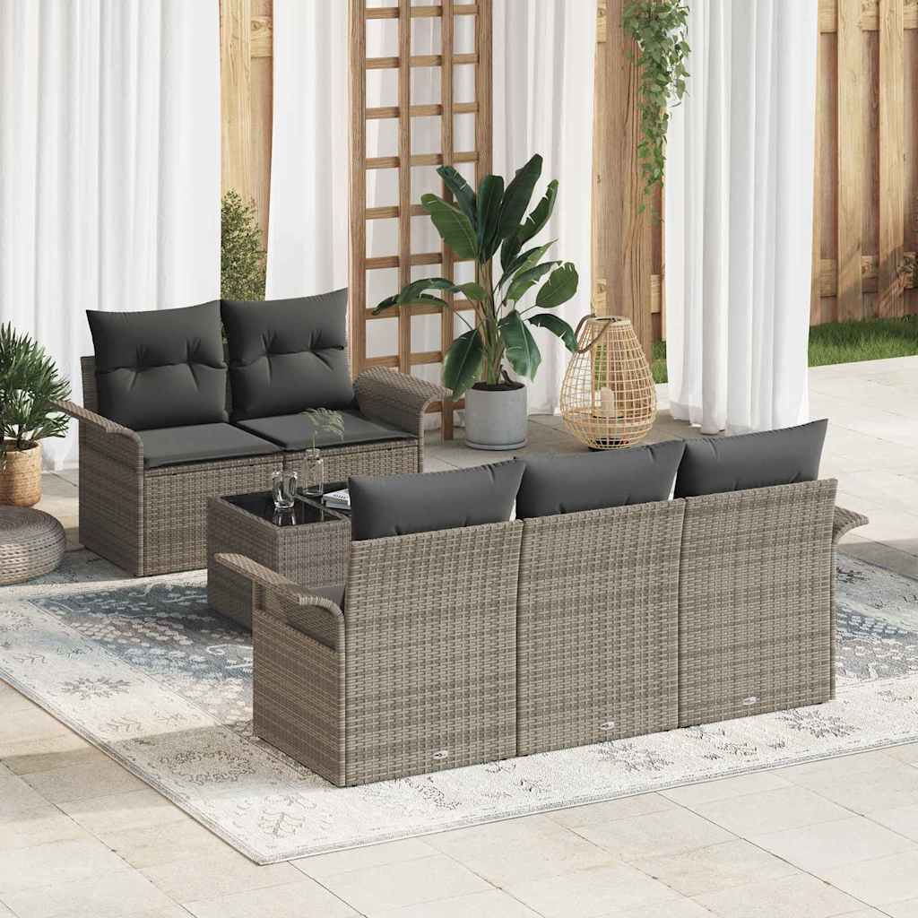 Σετ Καναπέ Κήπου με μαξιλάρι 6 pcs Γκρι 55 x 55 x 37 εκ