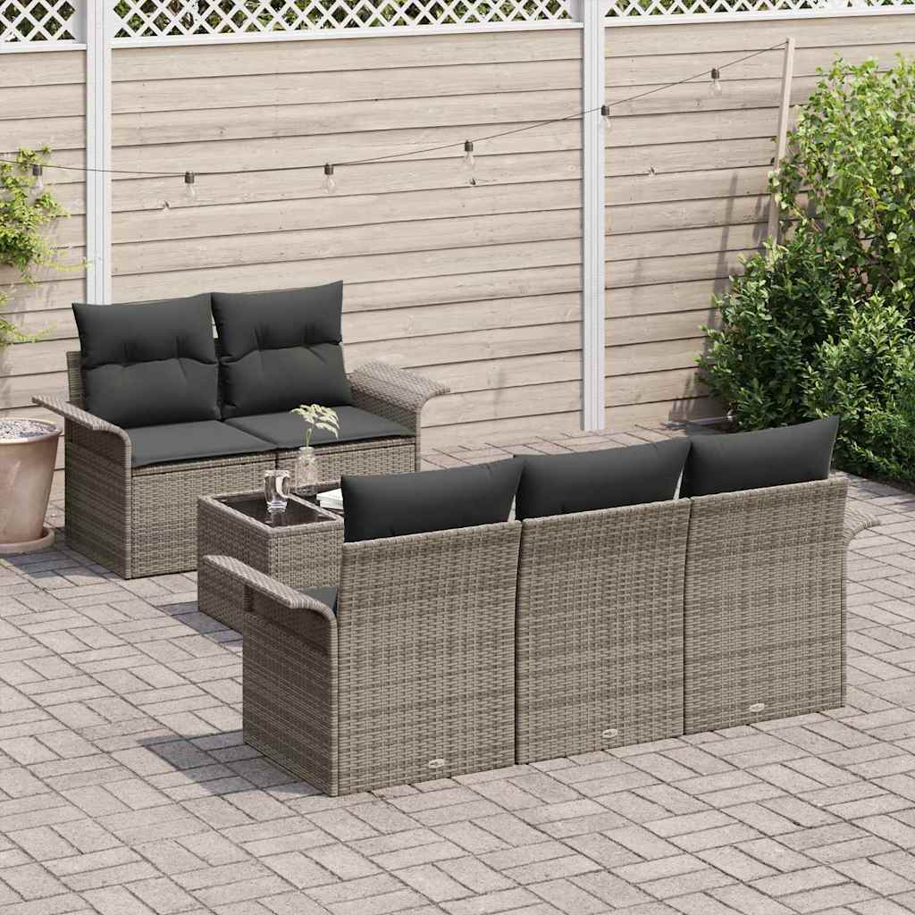 Σετ Καναπέ Κήπου με μαξιλάρι 6 pcs Γκρι 55 x 55 x 37 εκ