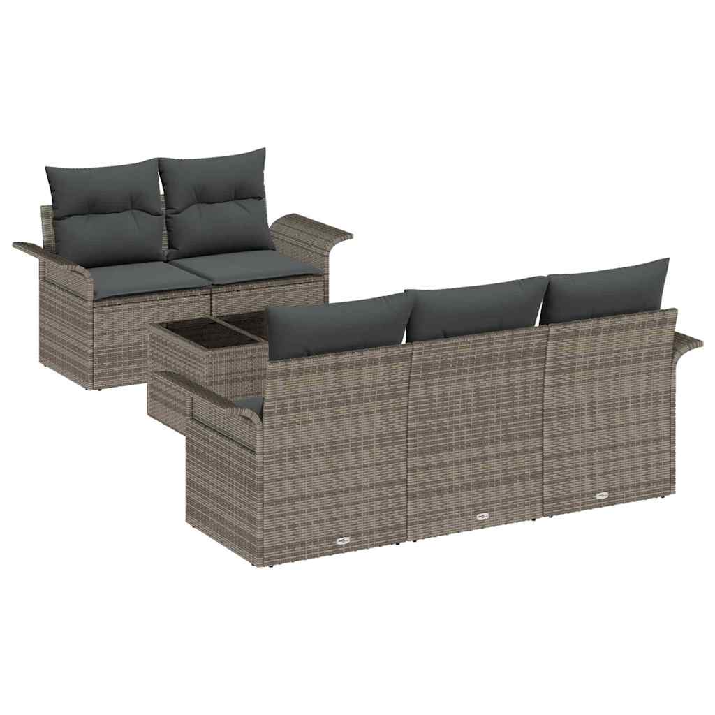 Σετ Καναπέ Κήπου με μαξιλάρι 6 pcs Γκρι 55 x 55 x 37 εκ