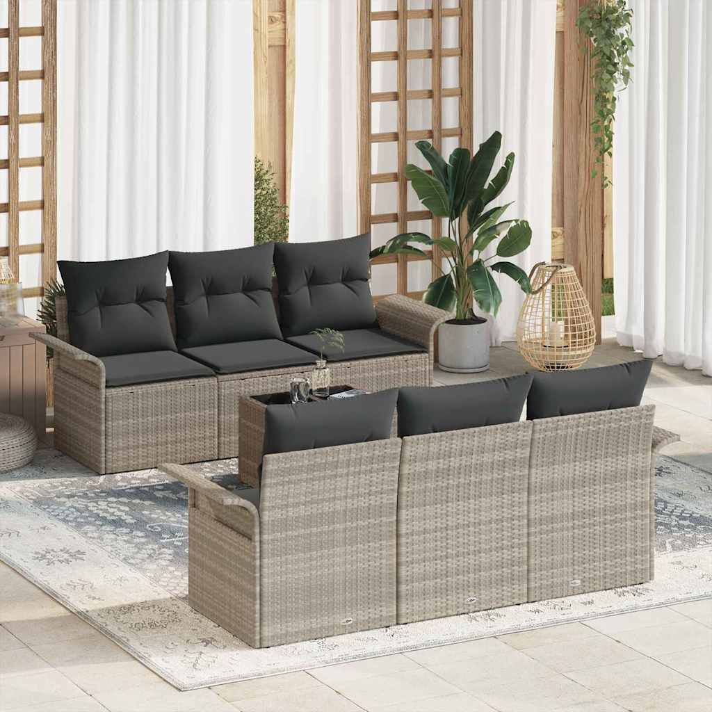 Σετ Καναπέ Κήπου με μαξιλάρι 7 pcs Ανοιχτό Γκρι και Σκούρο Γκρι