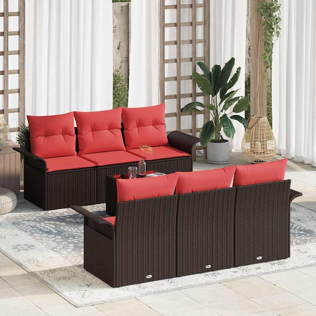 Σετ Καναπέ Κήπου με μαξιλάρι με αποθήκευση 7 pcs Μπεζ Κόκκινο - Pakobazaar