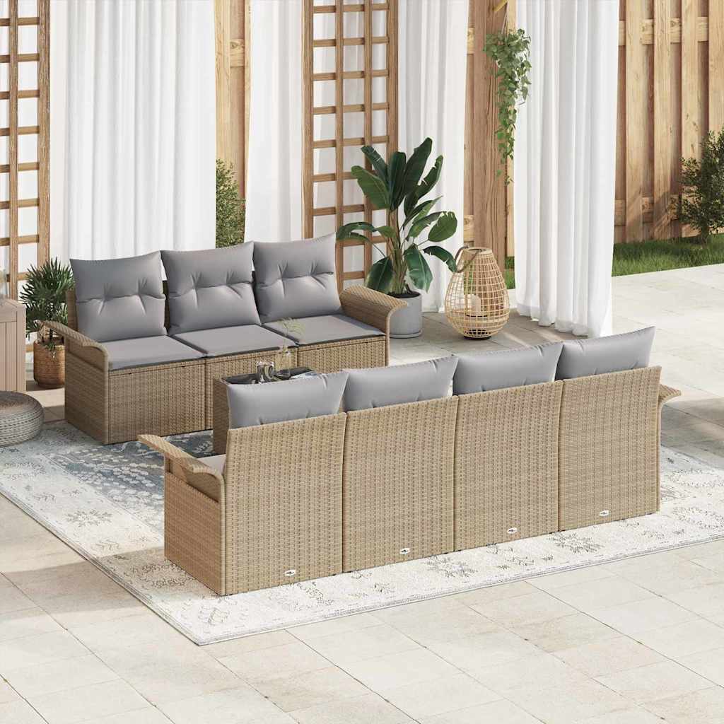 Σετ Καναπέ Κήπου 8 pcs Μπεζ και Γκρι συνθετικό ρατάν