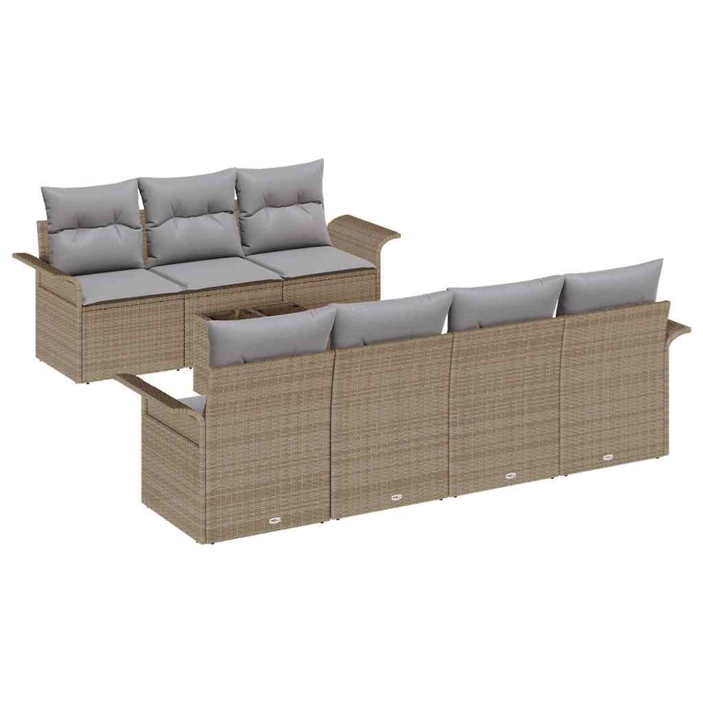 Σετ Καναπέ Κήπου 8 pcs Μπεζ και Γκρι συνθετικό ρατάν