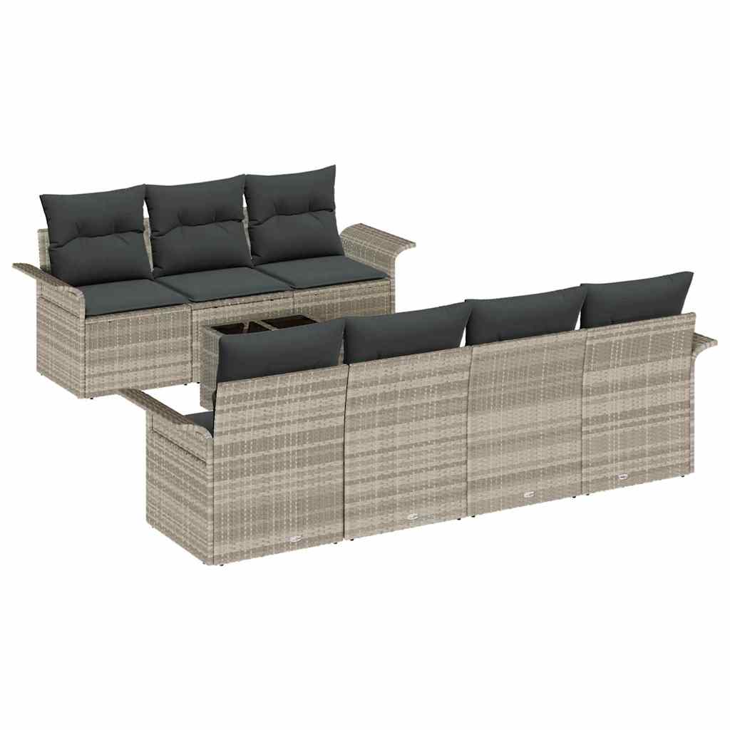 Σετ Καναπέ Κήπου με μαξιλάρι 8 pcs Ανοιχτό Γκρι και Σκούρο Γκρι