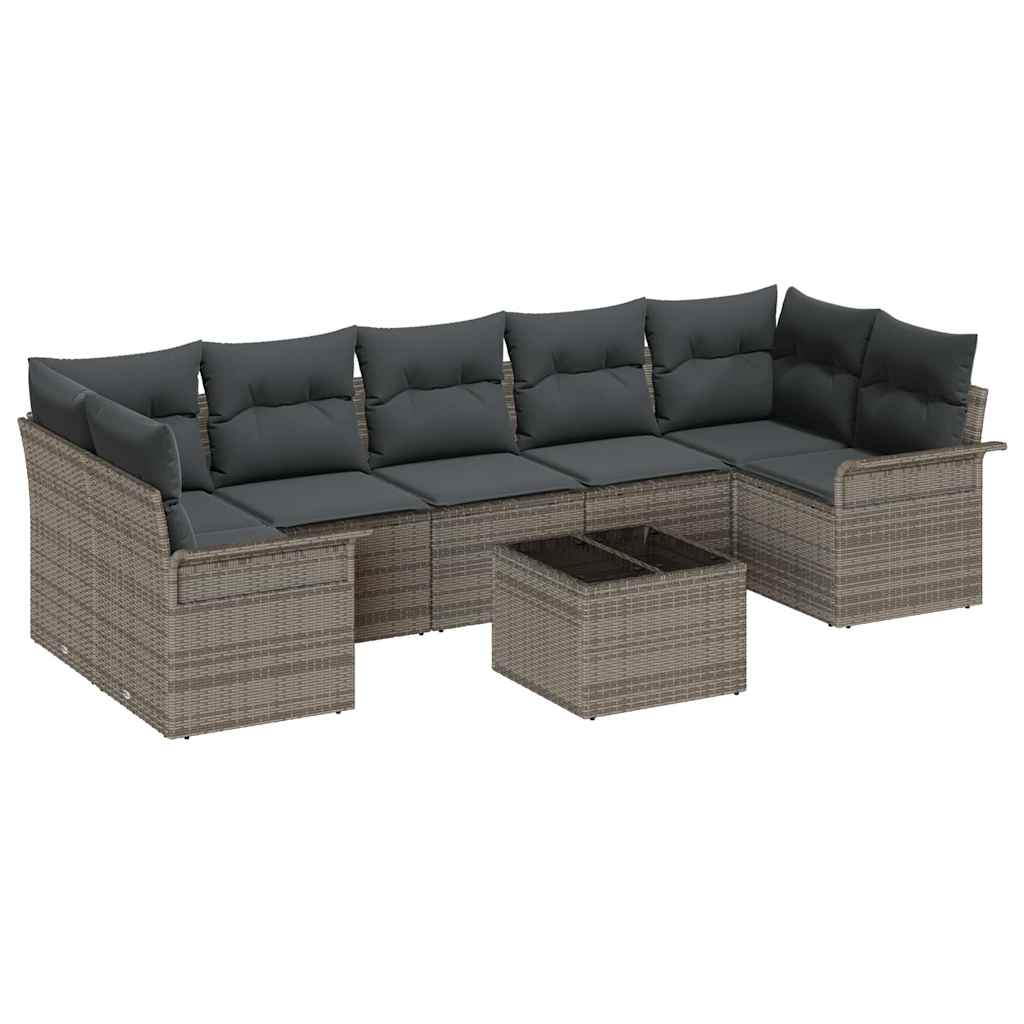 Σετ Καναπέ Κήπου με μαξιλάρι 8 pcs Γκρι συνθετικό ρατάν