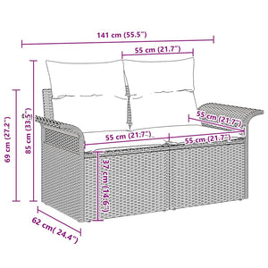 Σετ Καναπέ Κήπου με μαξιλάρι 9 pcs Μαύρο συνθετικό ρατάν - Pakobazaar
