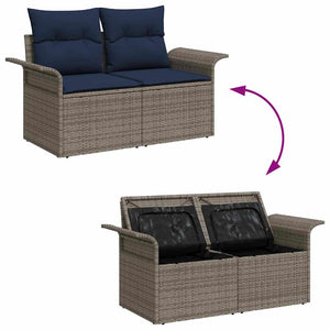 Σετ Καναπέ Κήπου 9 pcs Γκρι και Ναυτικό συνθετικό ρατάν - Pakobazaar