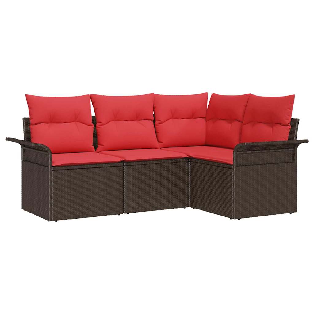 Σετ Καναπέ Κήπου με αποθήκευση 4 pcs Καφέ συνθετικό ρατάν - Pakobazaar