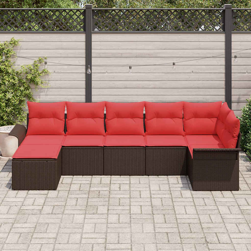 Σετ Καναπέ Κήπου με αποθήκευση 7 pcs Μπεζ συνθετικό ρατάν - Pakobazaar
