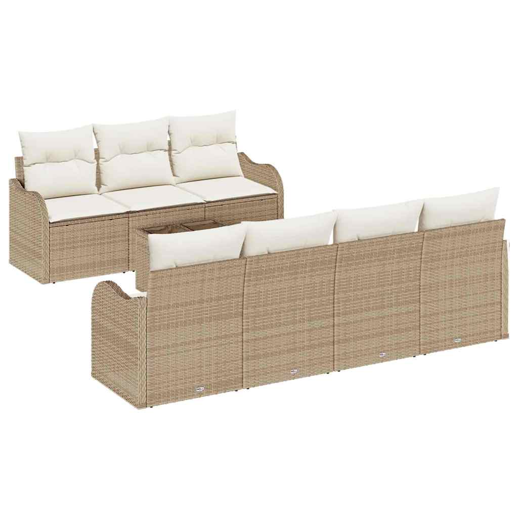 Σετ Καναπέ Κήπου με μαξιλάρι με αποθήκευση 8 pcs Μπεζ και Κρέμα