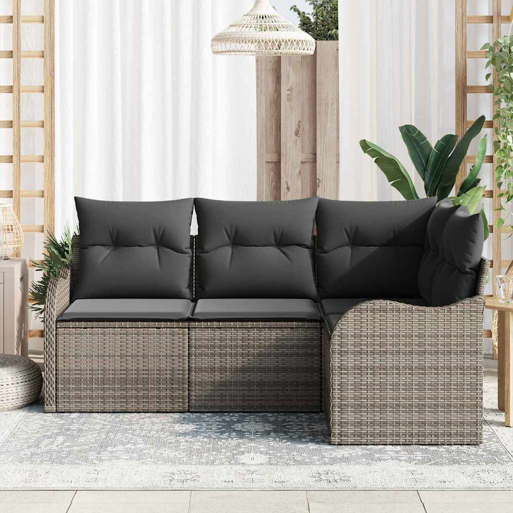 Σετ Καναπέ Κήπου με αποθήκευση 4 pcs Γκρι συνθετικό ρατάν