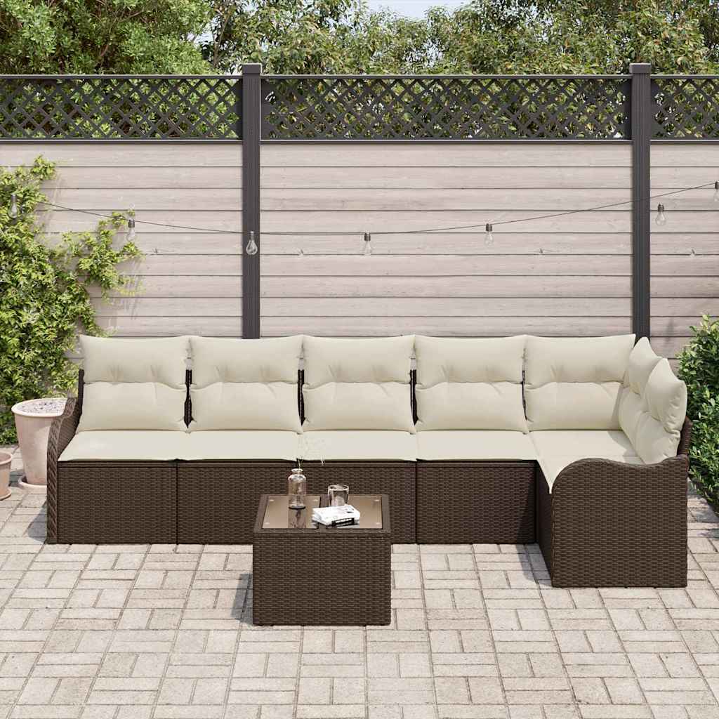 Σετ Καναπέ Κήπου με αποθήκευση 7 pcs Γκρι συνθετικό ρατάν - Pakobazaar