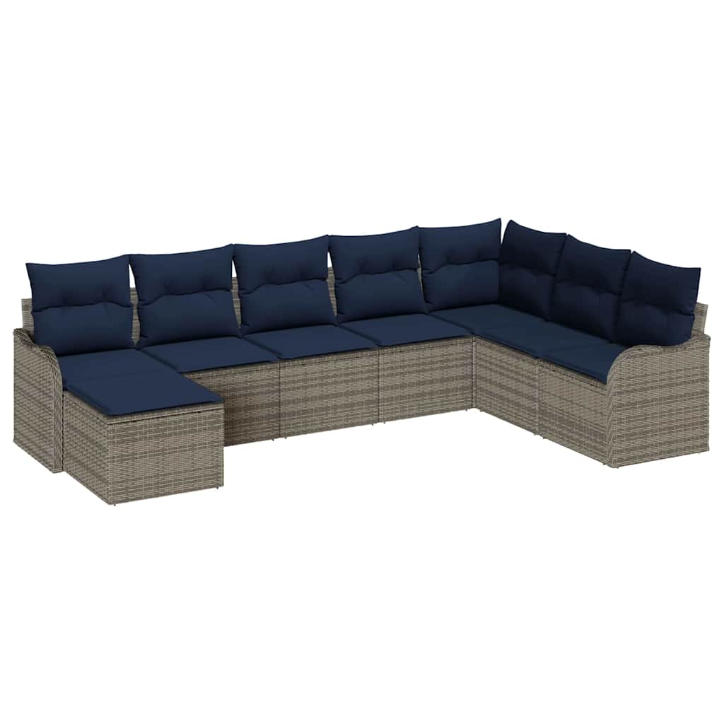 Σετ Καναπέ Κήπου 8 τμχ. Γκρι και Navy Blue συνθετικό ρατάν
