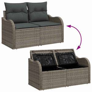 Σετ Καναπέ Κήπου 7 τμχ. Γκρι Πολυ ράταν