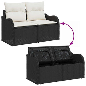 Σετ Καναπέ Κήπου 11 τμχ. Μαύρο και Λευκό συνθετικό ρατάν
