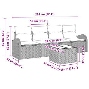 Σετ Καναπέ Κήπου 5 pcs Μαύρο και Τυρκουάζ συνθετικό ρατάν - Pakobazaar
