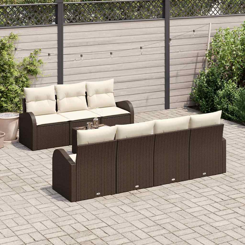 Σετ Καναπέ Κήπου με μαξιλάρι 8 pcs Καφέ, Κρέμα 55 x 55 x 37 εκ