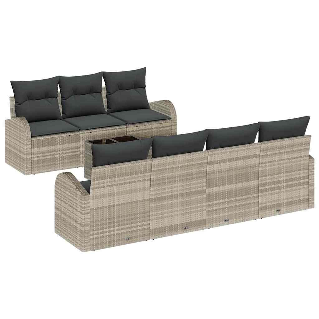 Σετ Καναπέ Κήπου με μαξιλάρι 8 pcs Ανοιχτό Γκρι και Σκούρο Γκρι
