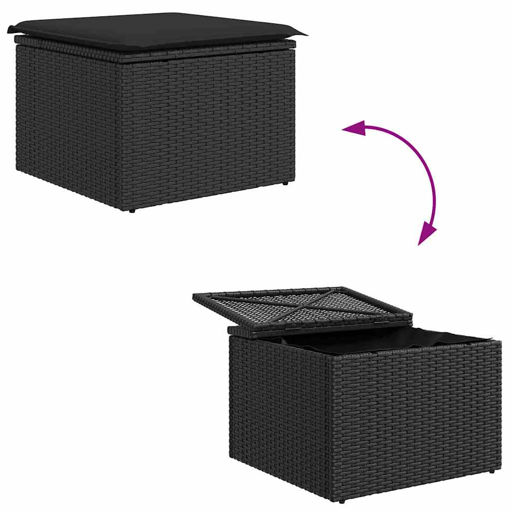 Σετ Καναπέ με μαξιλάρι 5 pcs Μαύρο συνθετικό ρατάν - Pakobazaar