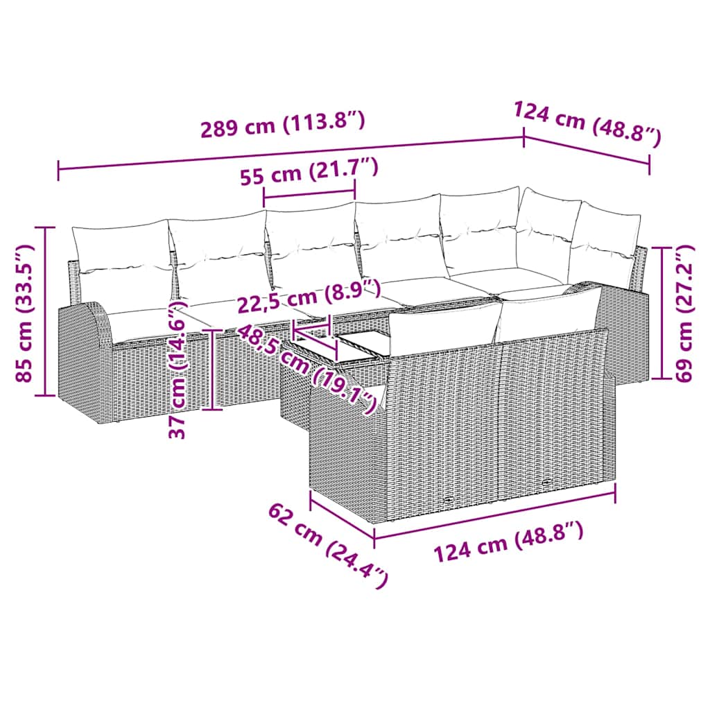 Σετ Καναπέ Κήπου 9 pcs Μπεζ και Λευκό συνθετικό ρατάν