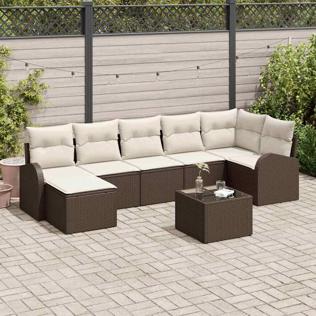 Σετ Καναπέ με μαξιλάρι με αποθήκευση 8 pcs Καφέ συνθετικό ρατάν