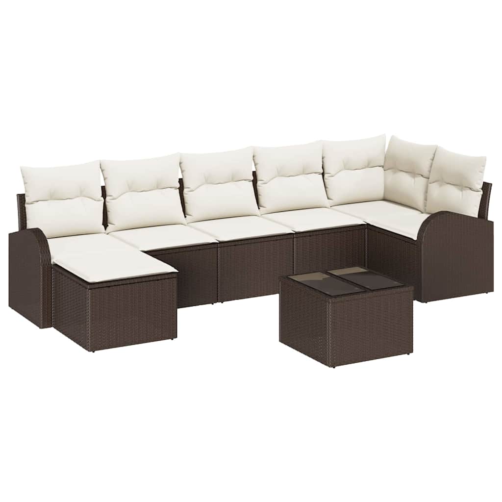 Σετ Καναπέ με μαξιλάρι με αποθήκευση 8 pcs Καφέ συνθετικό ρατάν