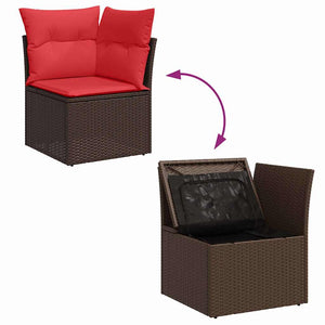 Σετ Καναπέ Κήπου 6 pcs Καφέ και Κόκκινο συνθετικό ρατάν - Pakobazaar