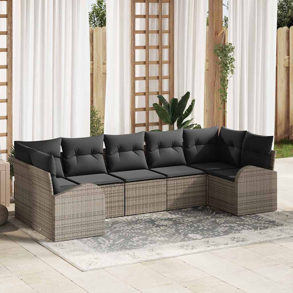 Σετ Καναπέ Κήπου με μαξιλάρι 7 pcs Γκρι συνθετικό ρατάν