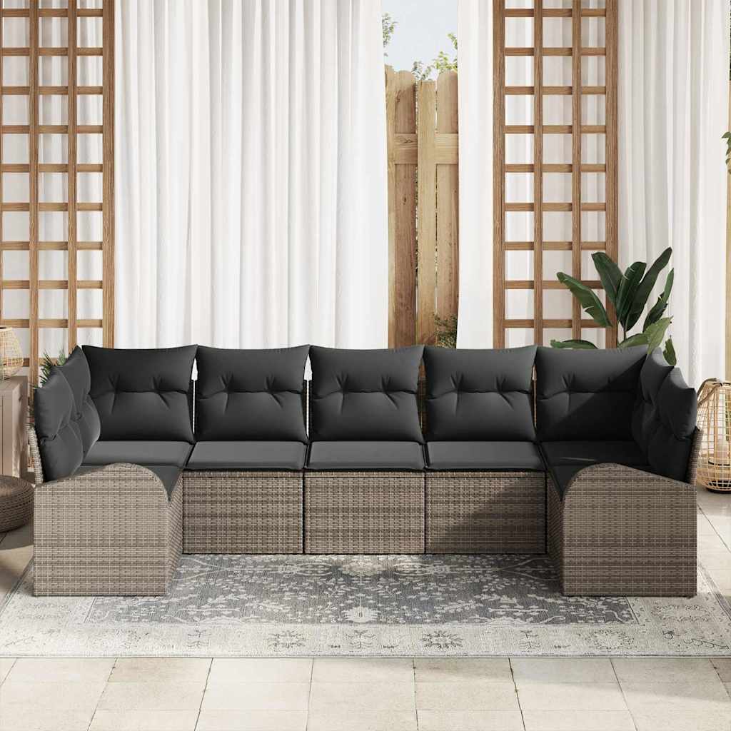 Σετ Καναπέ Κήπου με μαξιλάρι 7 pcs Γκρι συνθετικό ρατάν