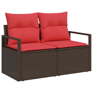 Σετ Καναπέ Κήπου 7 pcs Μπέζ και Κόκκινο συνθετικό ρατάν - Pakobazaar
