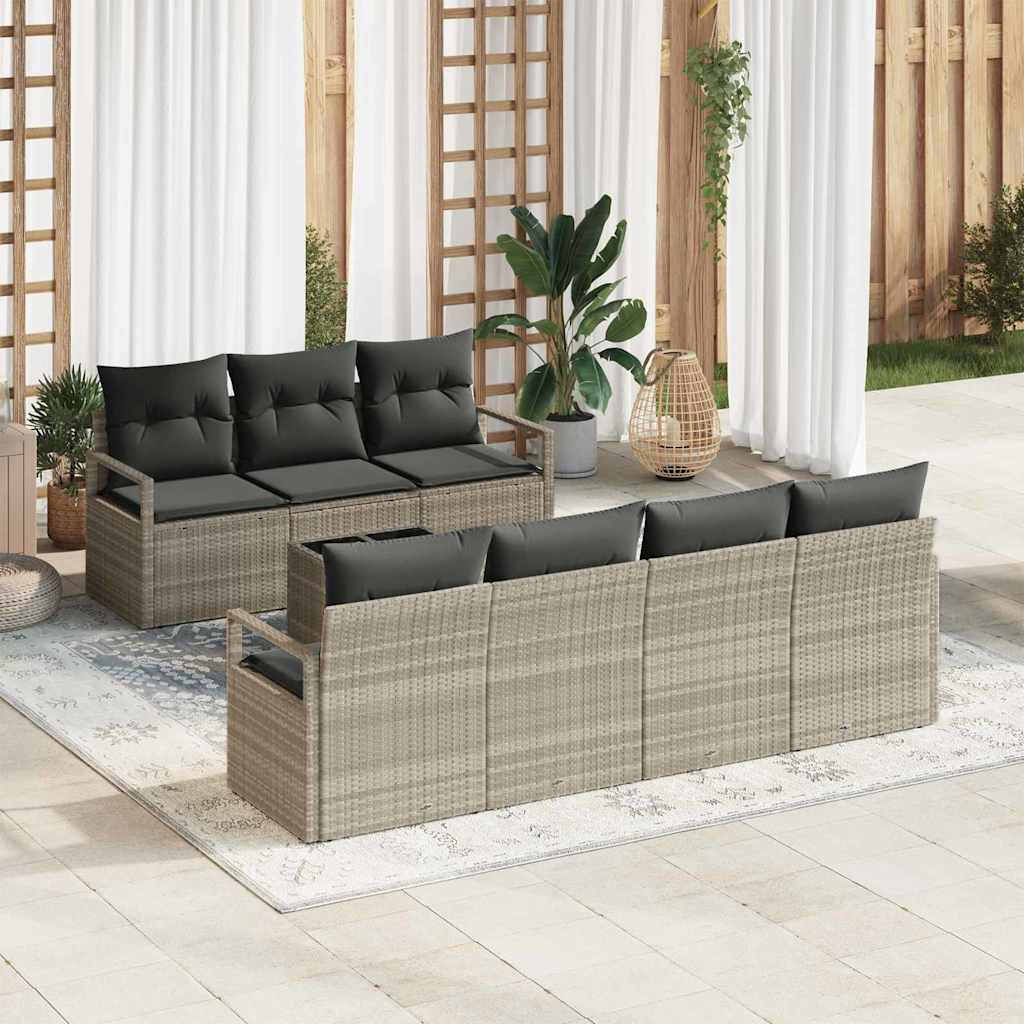 Σετ Καναπέ Κήπου με μαξιλάρι 8 pcs Ανοιχτό Γκρι και Σκούρο Γκρι