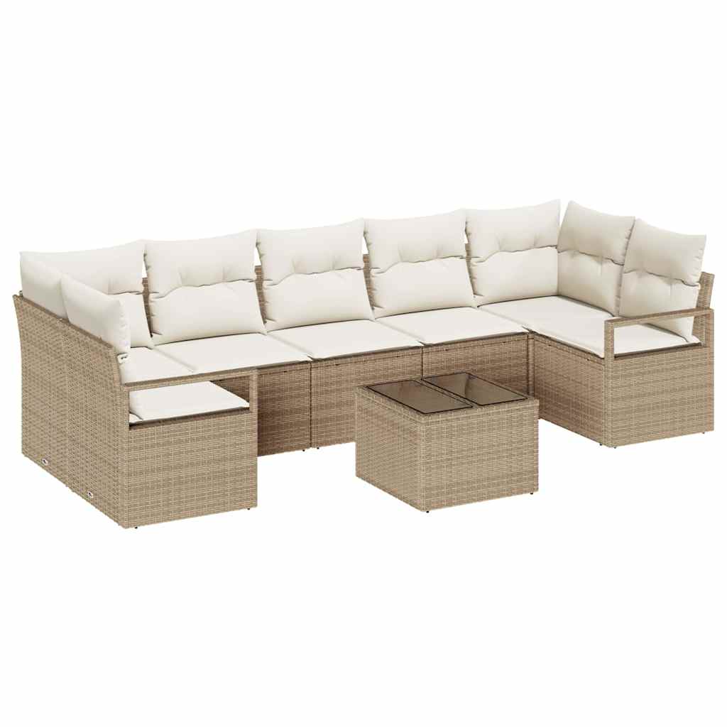 Σετ Καναπέ Κήπου με μαξιλάρι με αποθήκευση 8 pcs Μπεζ και Κρέμα