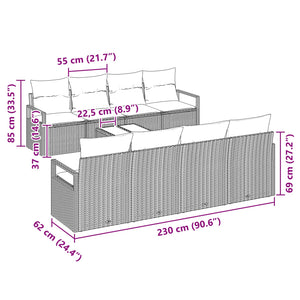 Σετ Καναπέ με μαξιλάρι 9 pcs Μπέζ και Κόκκινο συνθετικό ρατάν - Pakobazaar