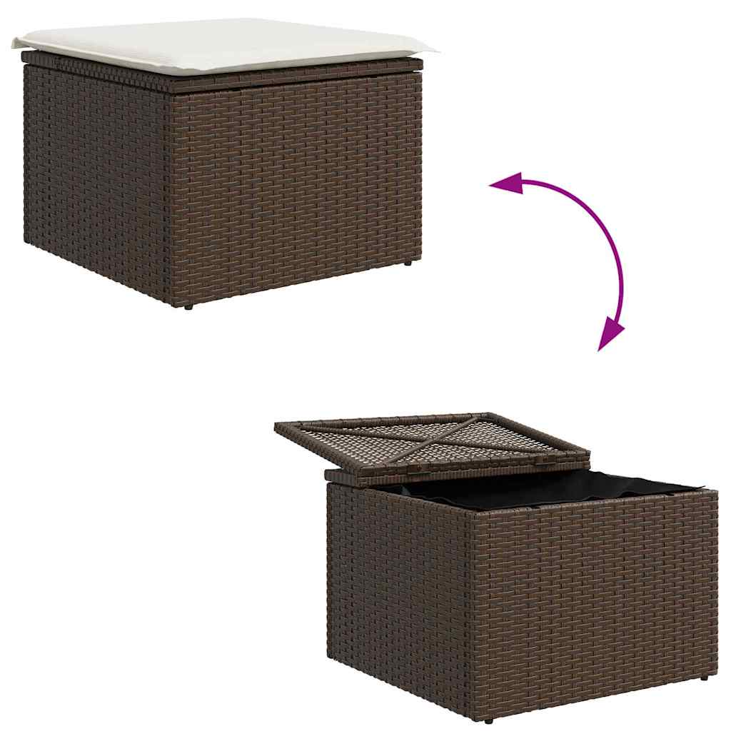 Σετ Καναπέ με μαξιλάρι 5 pcs Καφέ και Κρέμα συνθετικό ρατάν - Pakobazaar