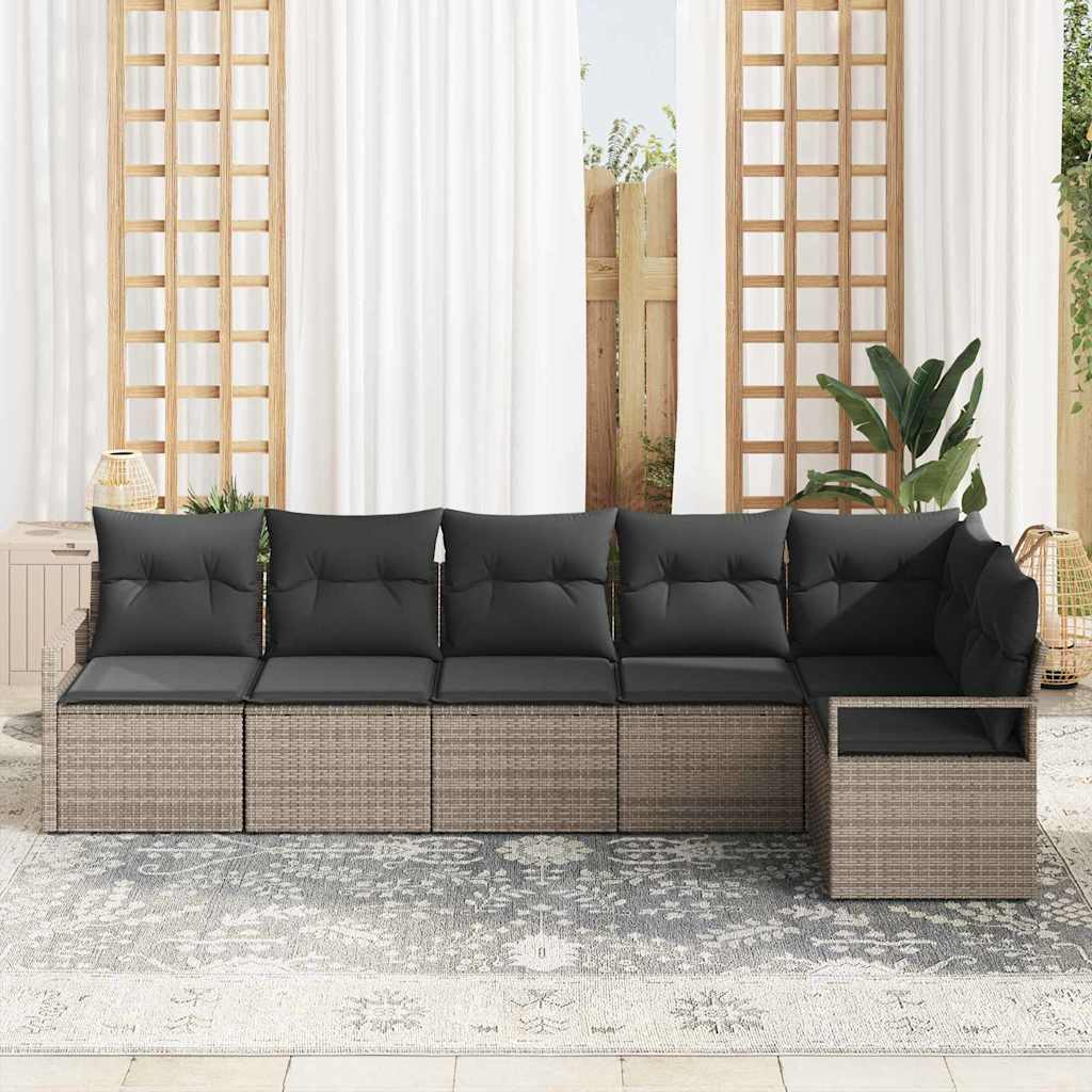 Σετ Καναπέ Κήπου με μαξιλάρι 6 pcs Γκρι συνθετικό ρατάν