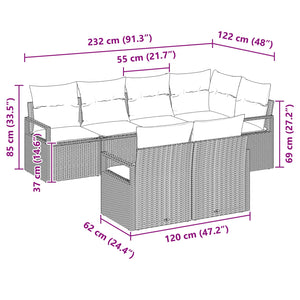 Σετ Καναπέ Κήπου 7 pcs Καφέ και Κόκκινο συνθετικό ρατάν - Pakobazaar