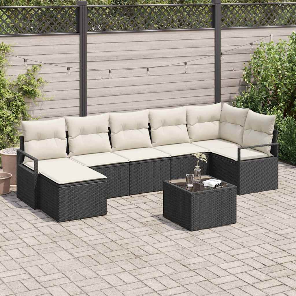 Σετ Καναπέ με μαξιλάρι 8 pcs Καφέ και Κρέμα συνθετικό ρατάν