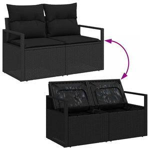 Σετ Καναπέ με μαξιλάρι 6 pcs Μαύρο συνθετικό ρατάν - Pakobazaar