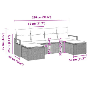 Σετ Καναπέ με μαξιλάρι 6 pcs Καφέ και Κόκκινο συνθετικό ρατάν - Pakobazaar