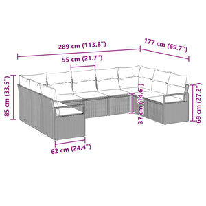 Σετ Καναπέ Κήπου 9 pcs Καφέ και Κόκκινο συνθετικό ρατάν - Pakobazaar