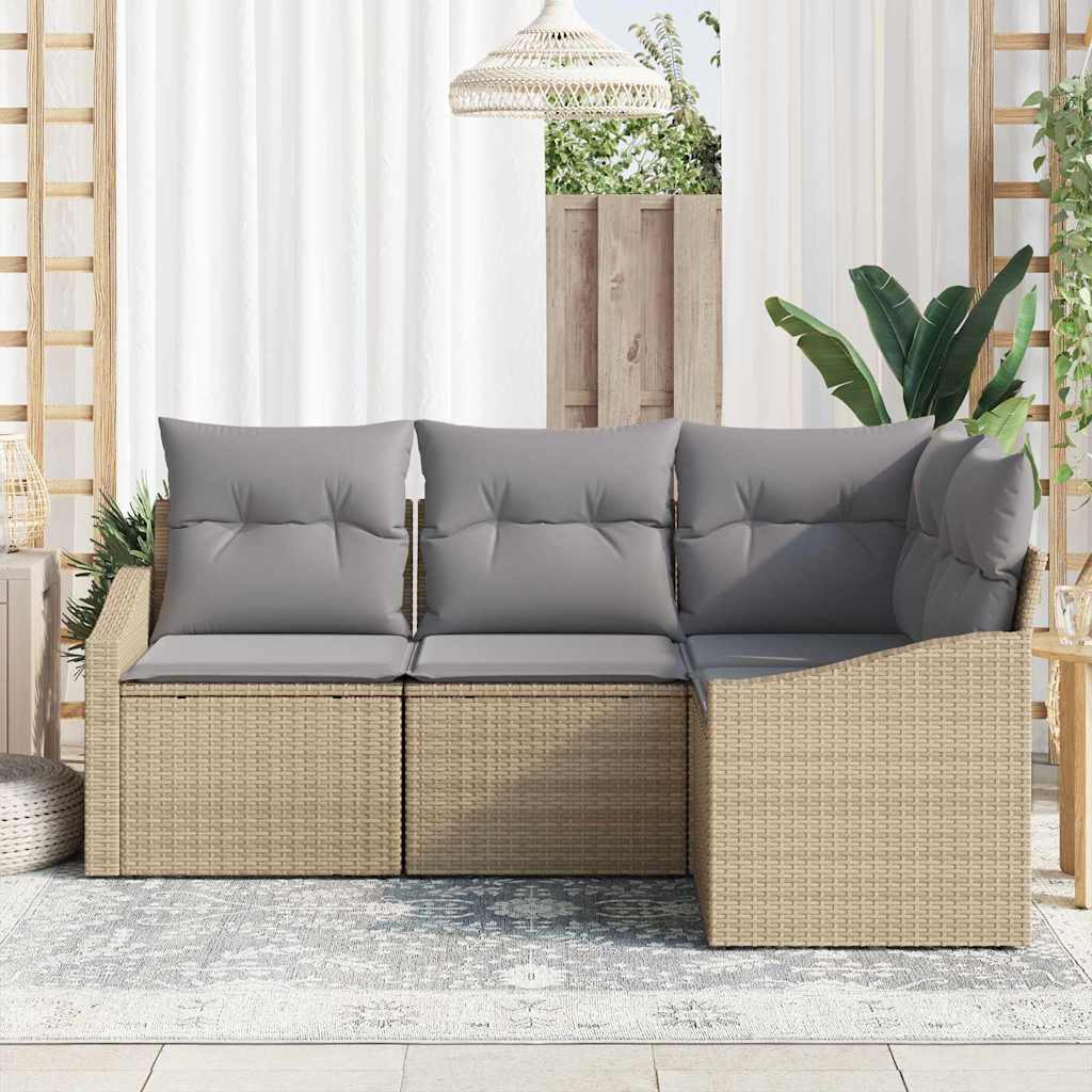 Σετ Καναπέ Κήπου 4 pcs Μπέζ και Ανοιχτό Γκρι συνθετικό ρατάν