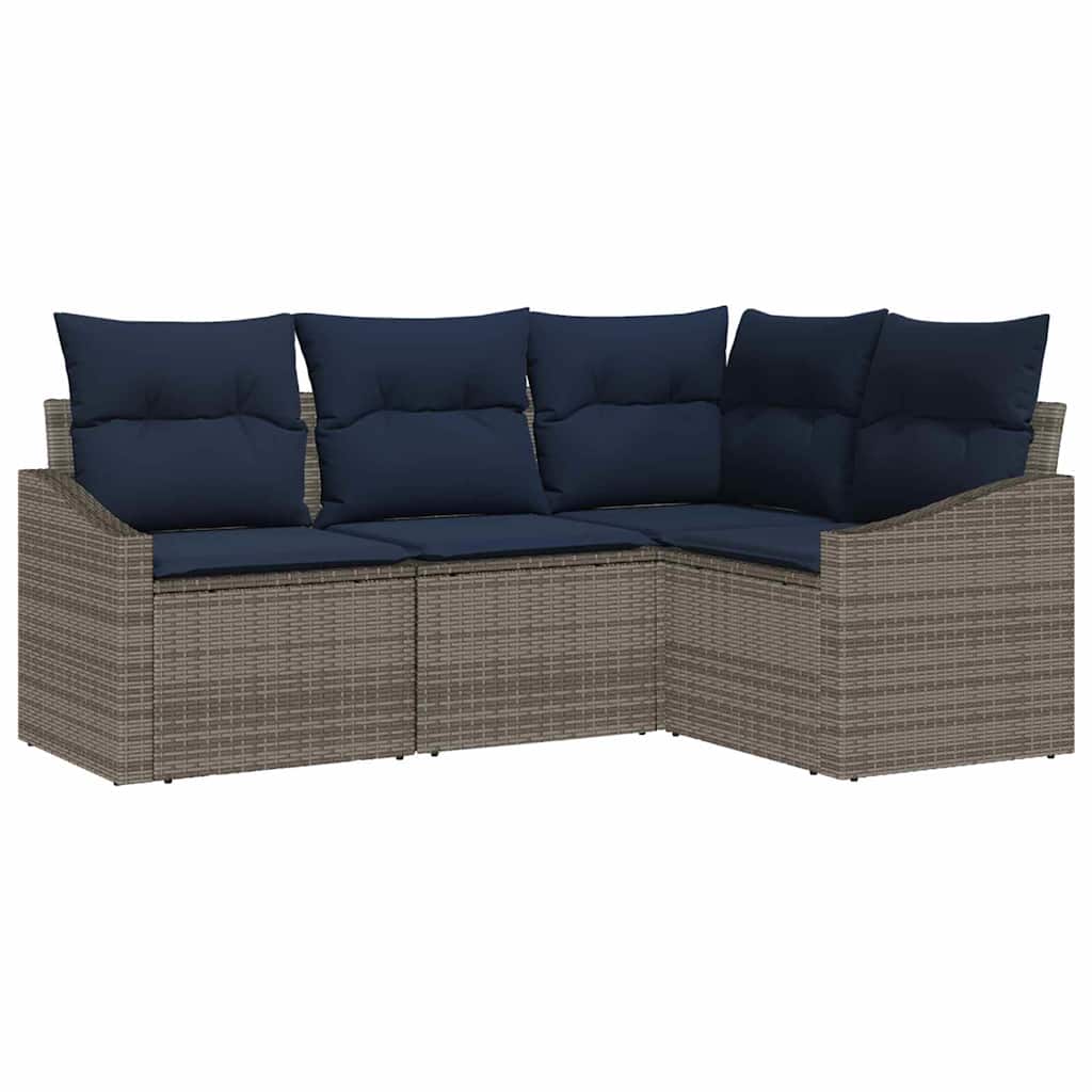 Σετ Καναπέ Κήπου 4 pcs Γκρι και Navy Blue συνθετικό ρατάν - Pakobazaar