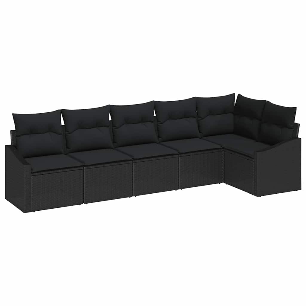 Σετ Καναπέ Κήπου με μαξιλάρι 6 pcs Μαύρο συνθετικό ρατάν