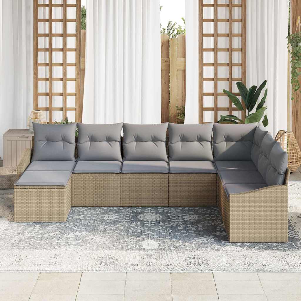 Σετ Καναπέ Κήπου 8 pcs Μπέζ και Ανοιχτό Γκρι συνθετικό ρατάν