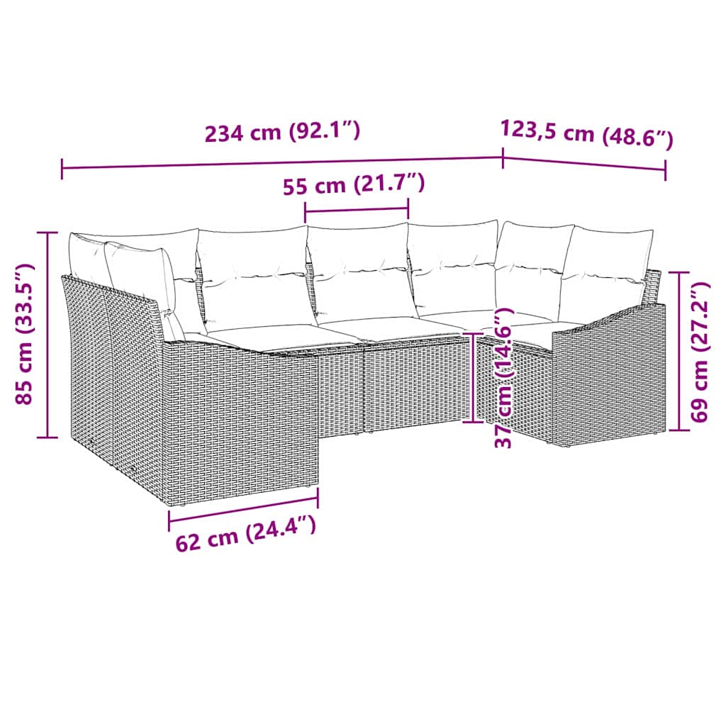 Σετ Καναπέ Κήπου 6 pcs Ανοιχτό γκρι συνθετικό ρατάν