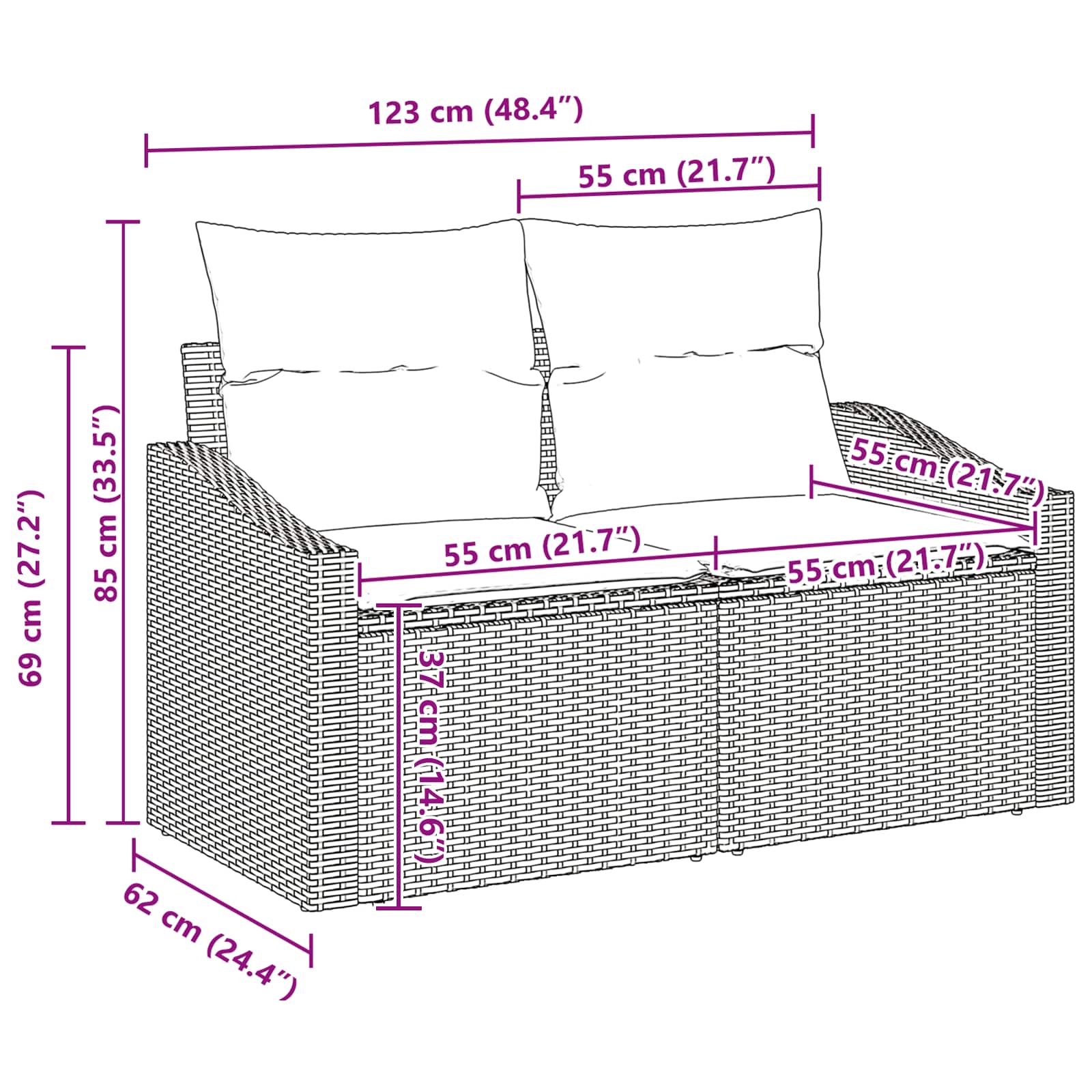 Σετ Καναπέ Κήπου με αποθήκευση Ανοιχτό γκρι συνθετικό ρατάν