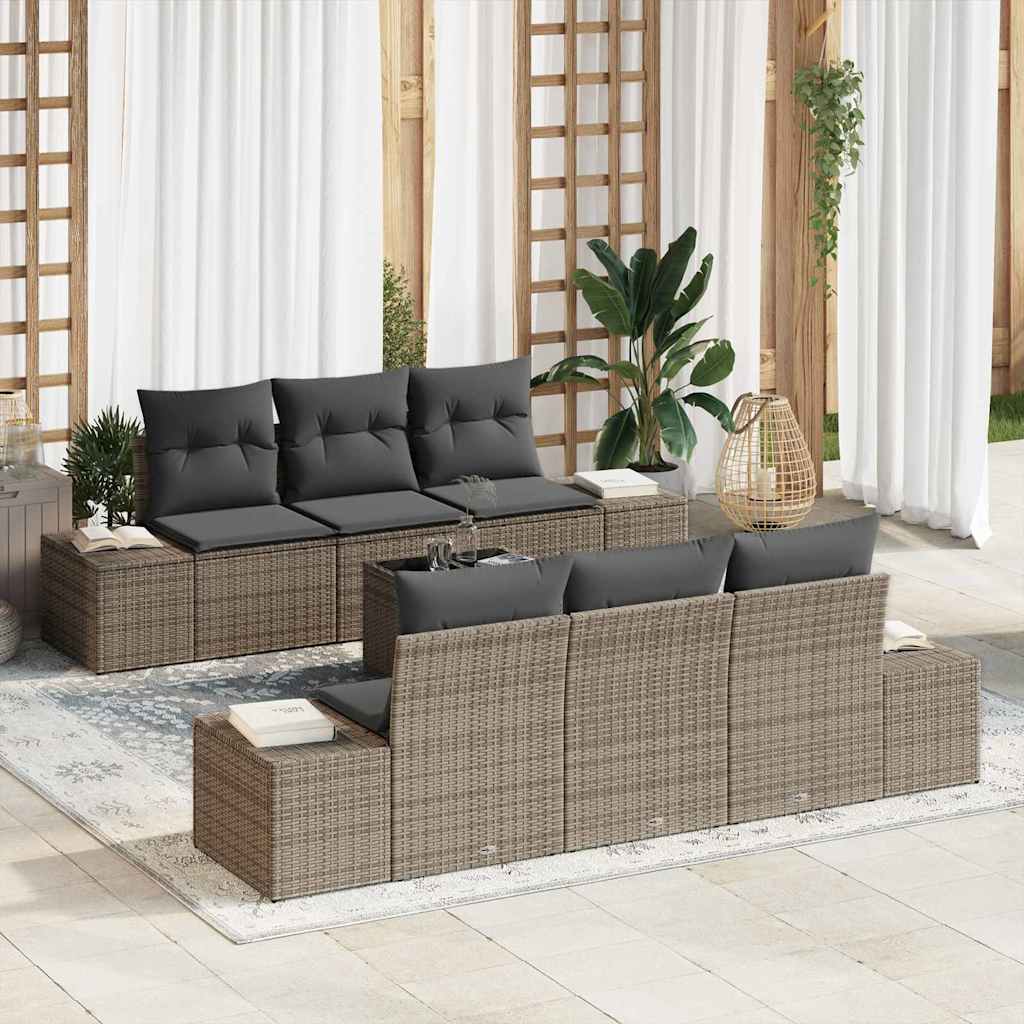 Σετ Καναπέ Κήπου με μαξιλάρι 8 pcs Γκρι συνθετικό ρατάν
