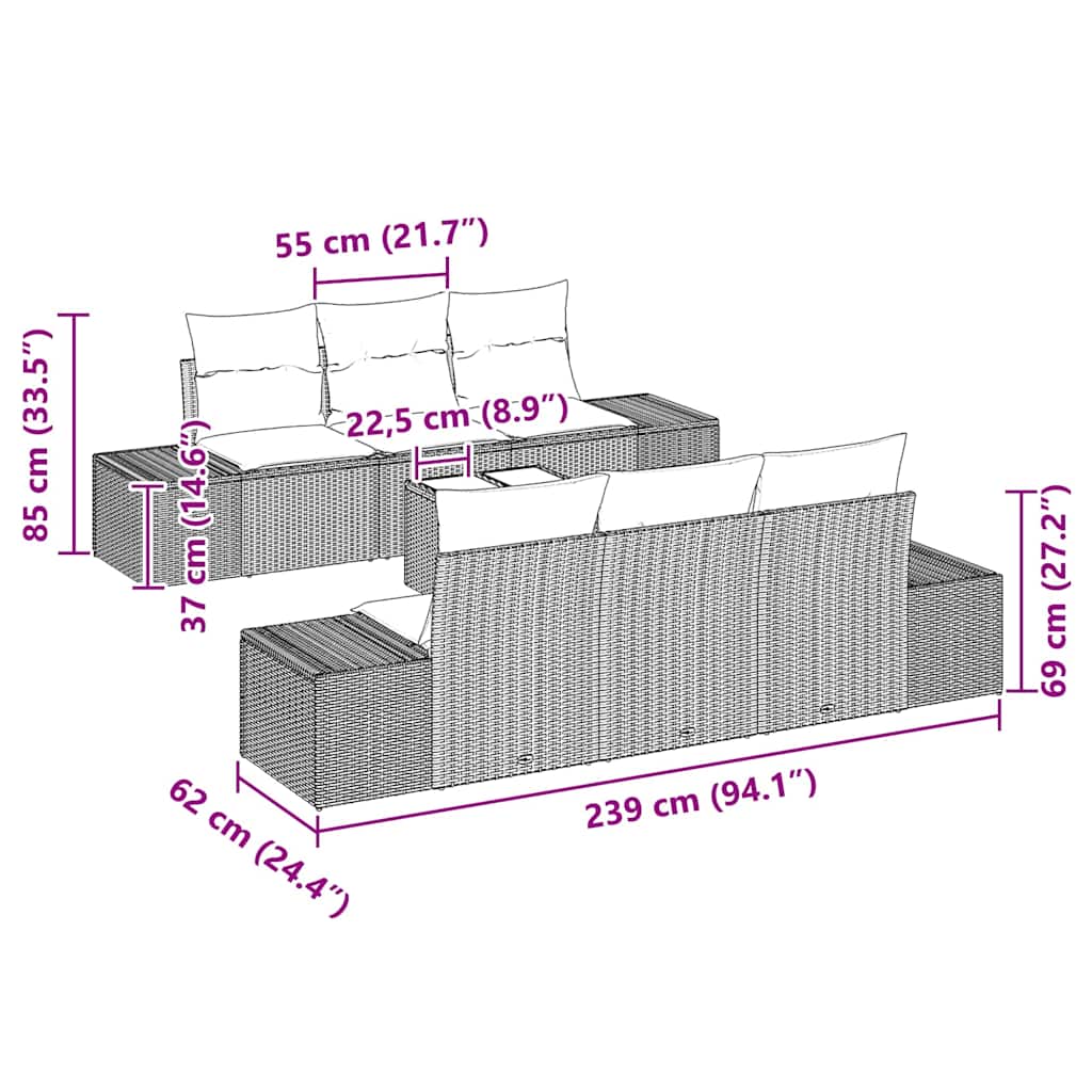 Σετ Καναπέ Κήπου 8 pcs Μπεζ και Γκρι συνθετικό ρατάν