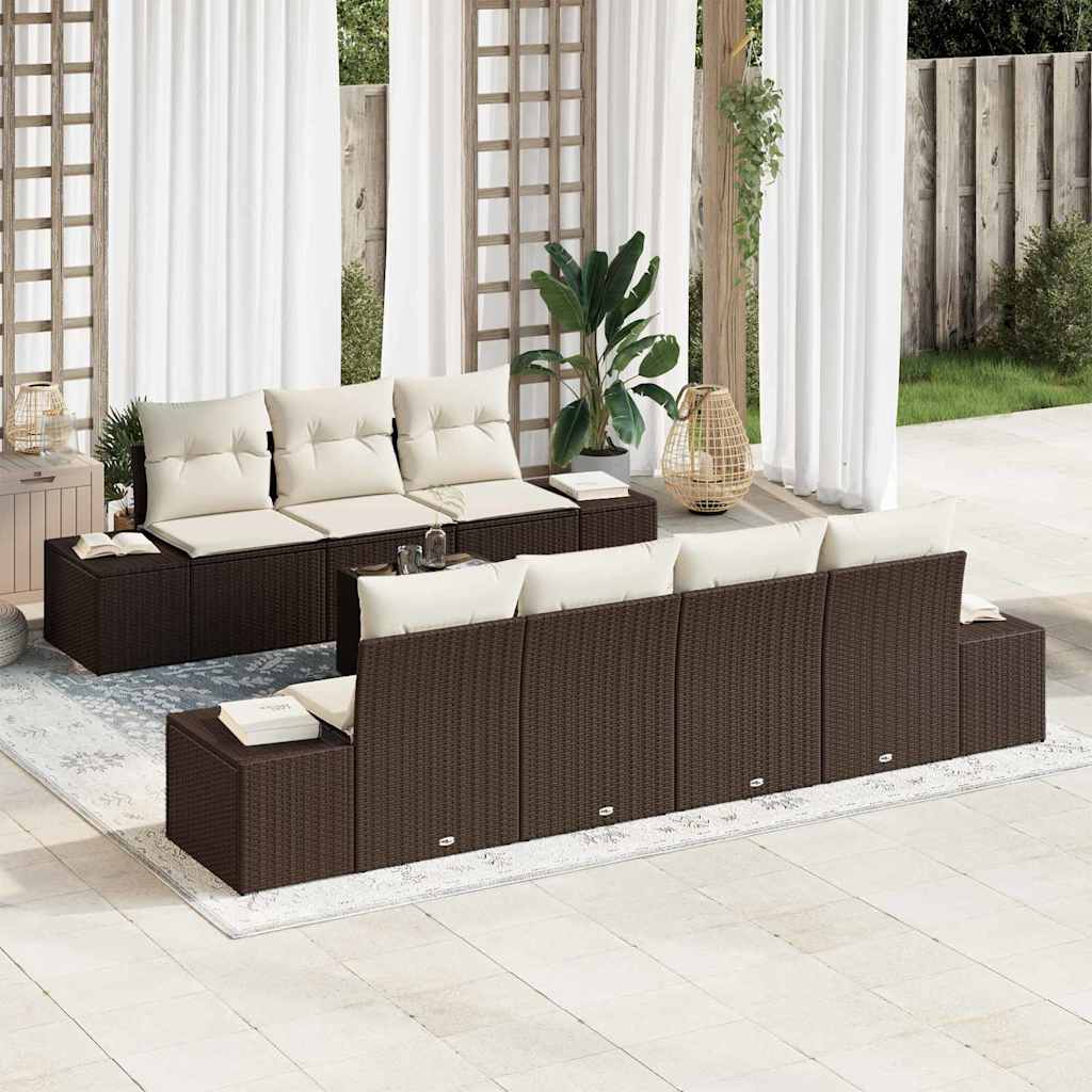Σετ Καναπέ Κήπου 8 pcs Καφέ και Κρέμα συνθετικό ρατάν