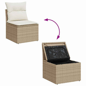 Σετ Καναπέ Κήπου 9 τμχ. Μπεζ και Κρέμα συνθετικό ρατάν